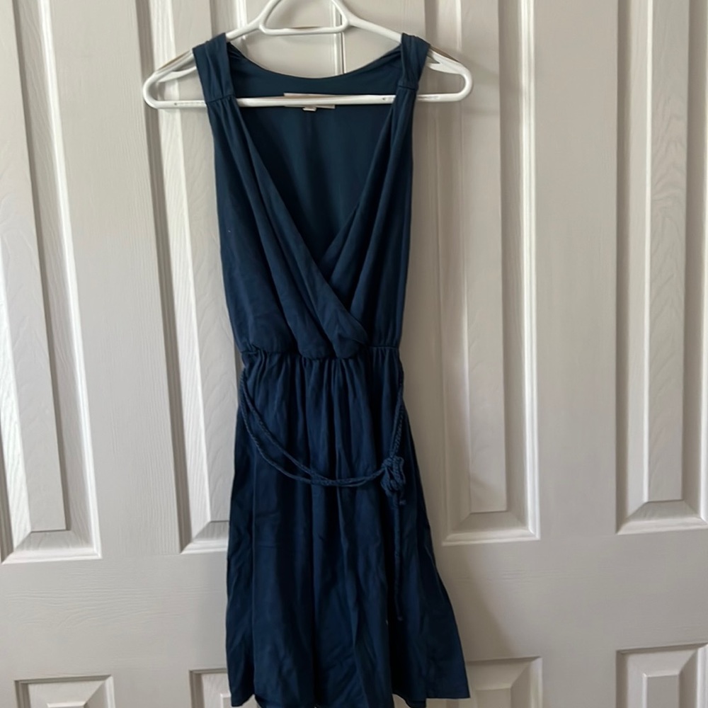 EUC Ann Taylor Loft Blue Cotton Sleeveless Dress size XS